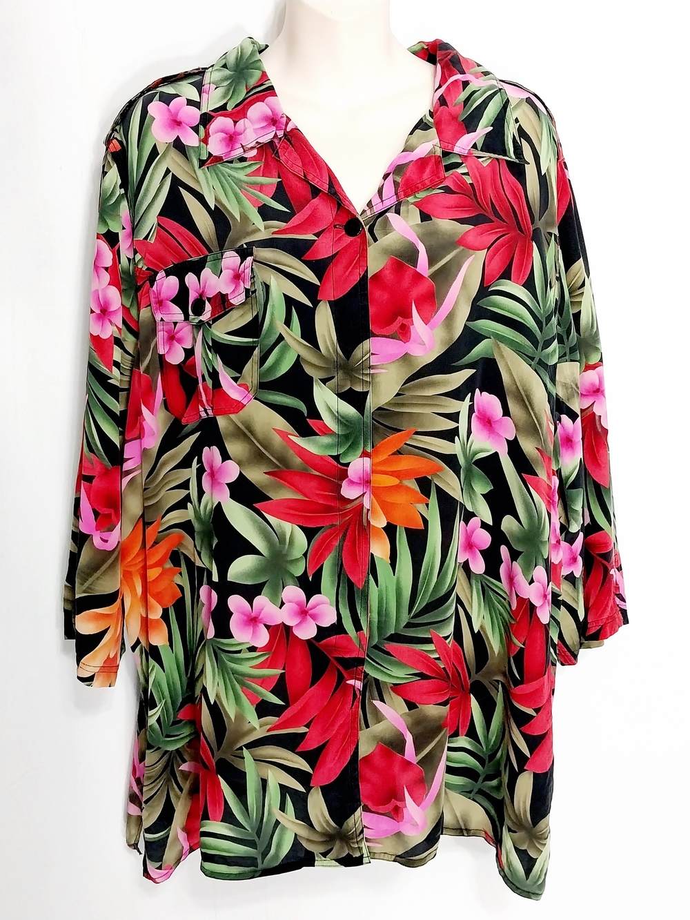 🔵BOGO FREE🔵 Diane Gilman Top Silk Floral Three Quarter Sleeve Sz 2X